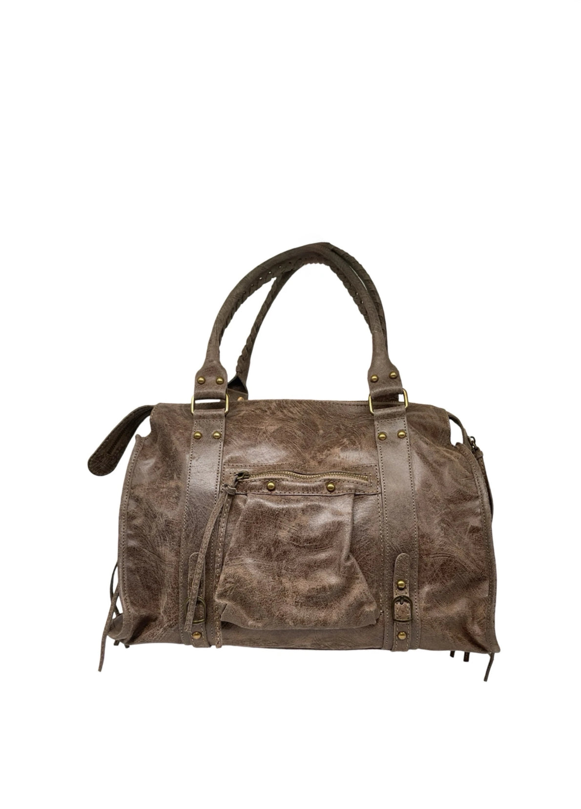 Brushed leather city bag - large
