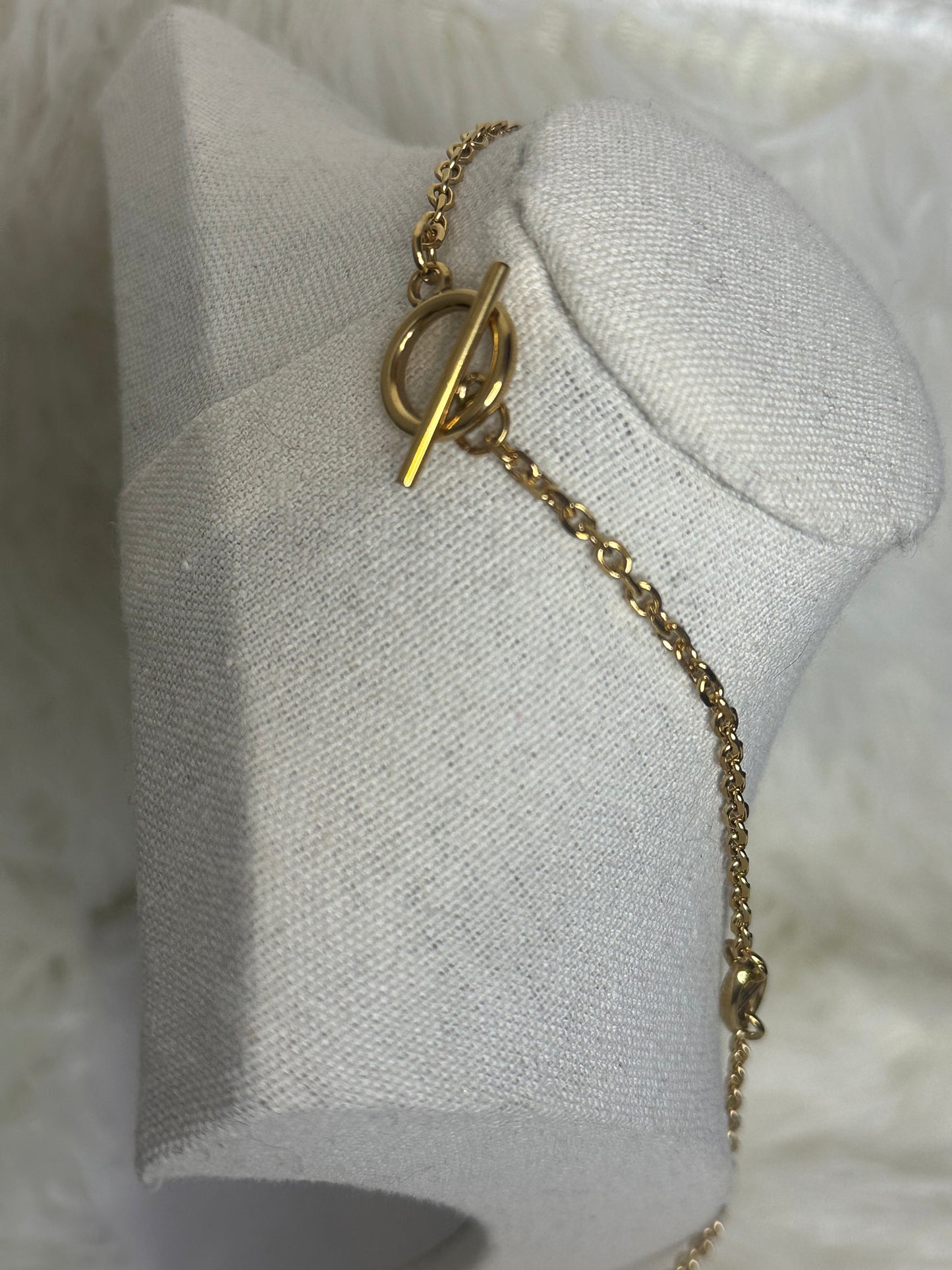Long Stainless Steel Pig Nose Necklace - Gold
