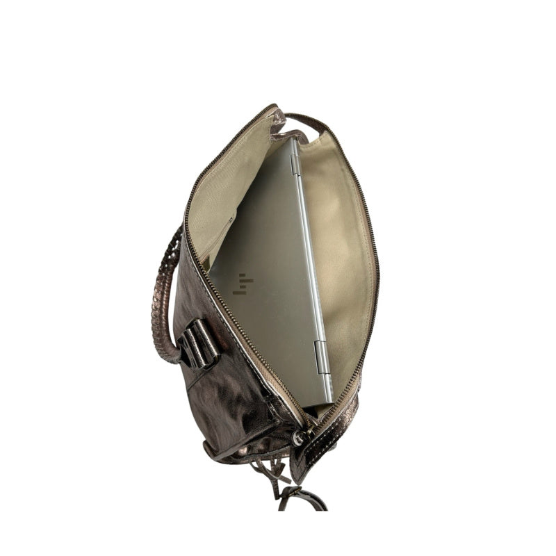 Iridescent leather city bag - Large