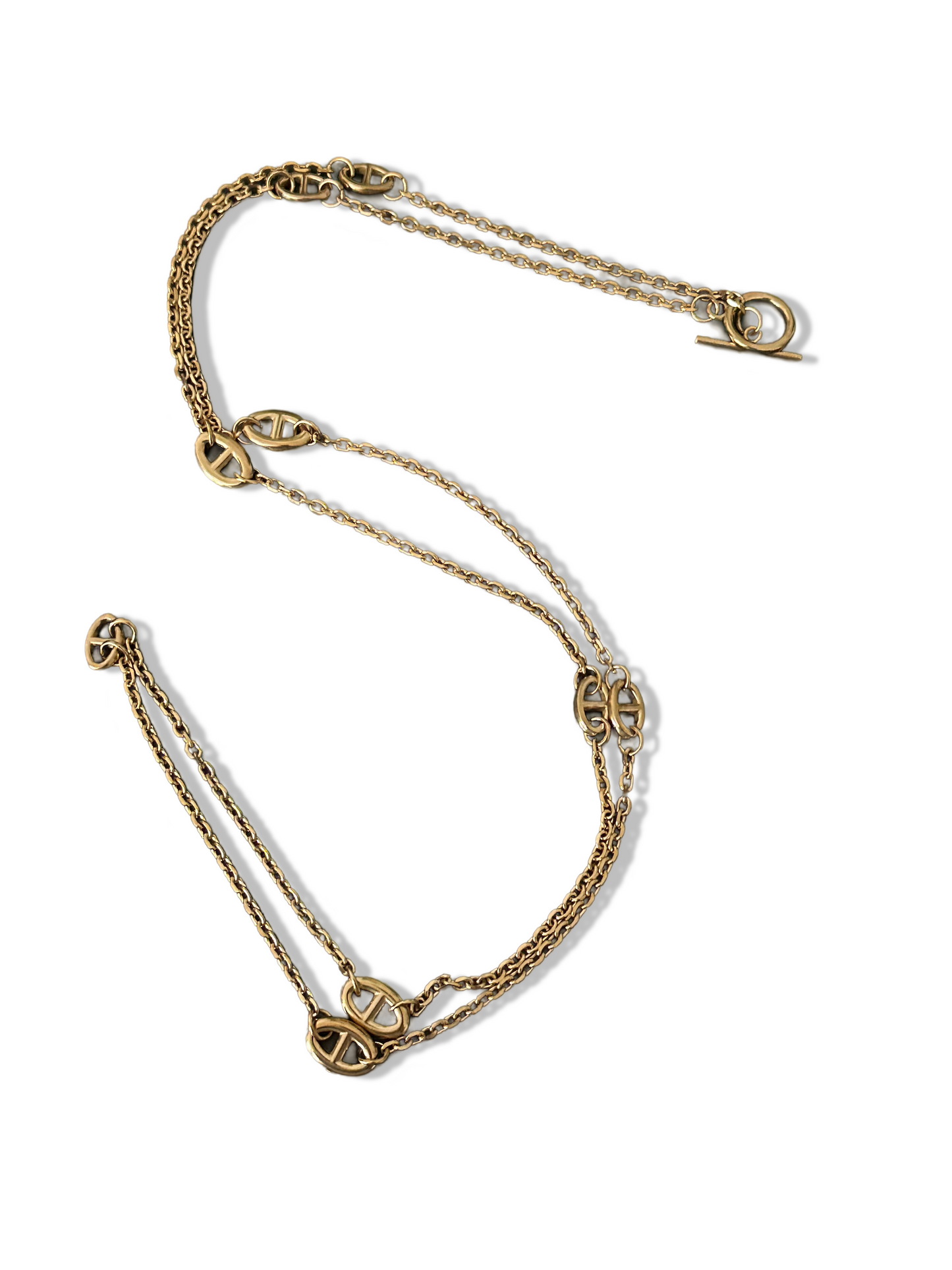 Long Stainless Steel Pig Nose Necklace - Gold