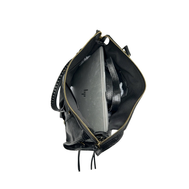 Iridescent leather city bag - Large