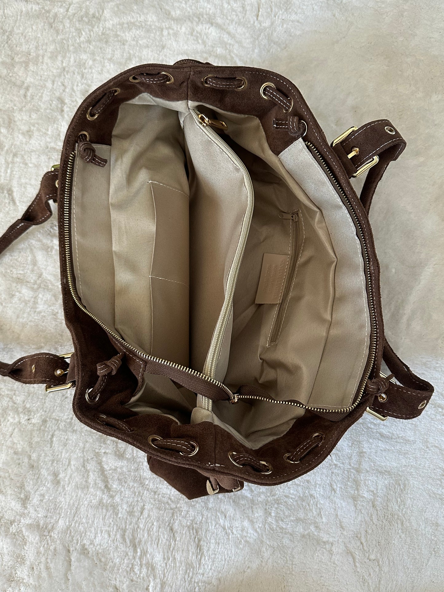 Sac XL lacets marron noisette