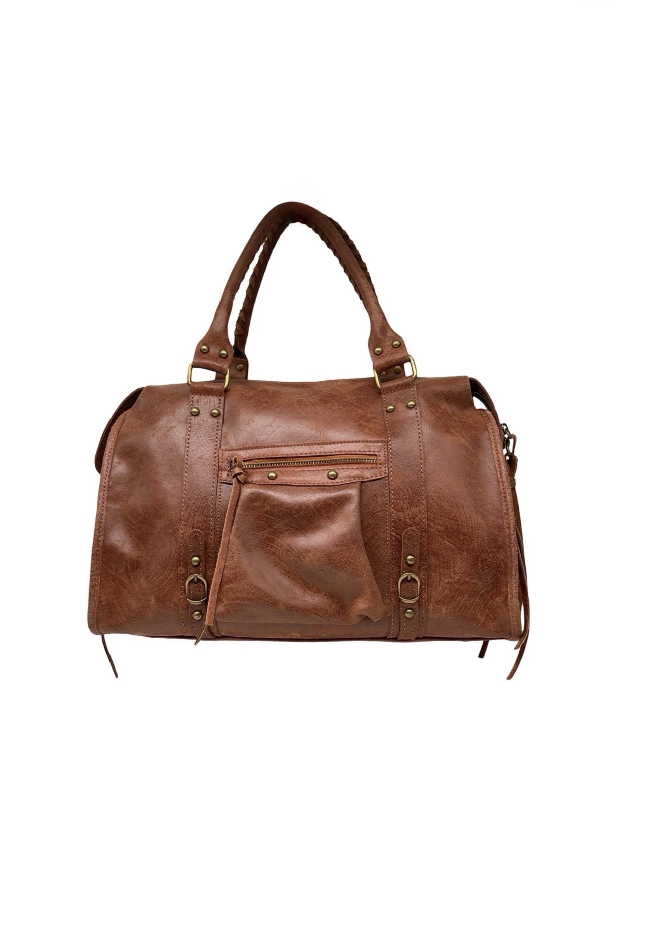 Brushed leather city bag - large