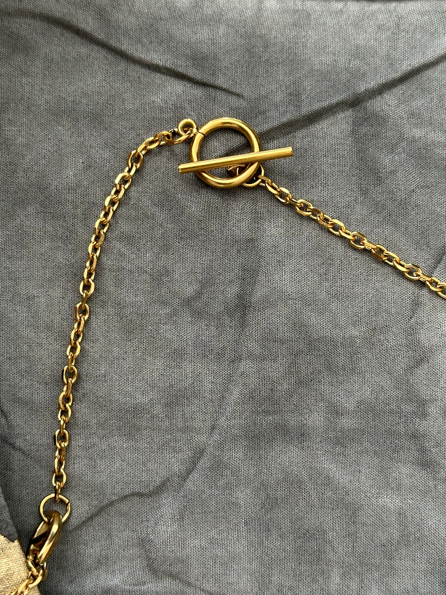 Long Stainless Steel Pig Nose Necklace - Gold