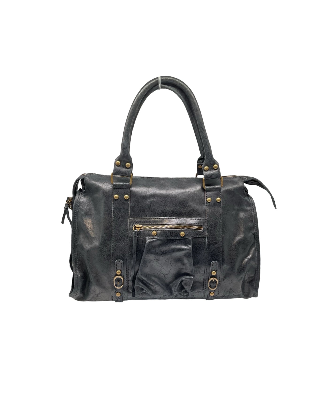 Brushed leather city bag - large
