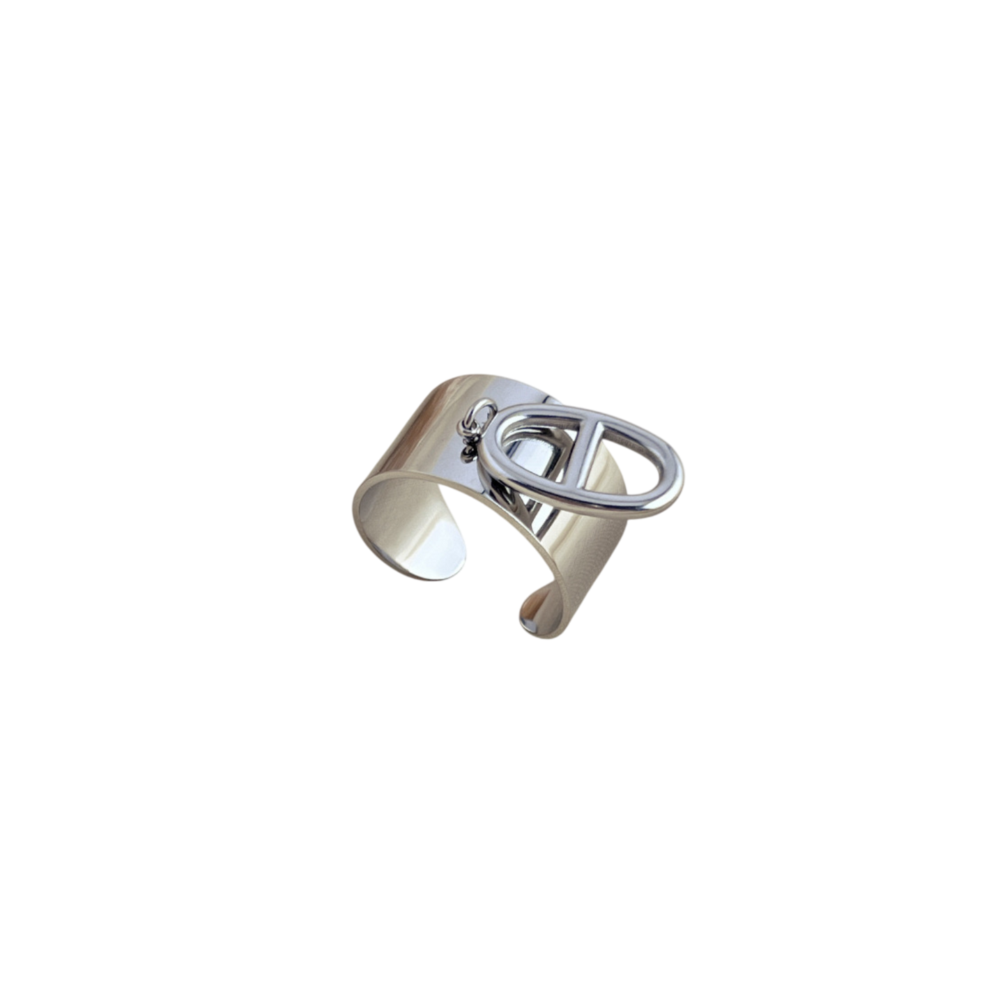 Silver Pig Nose Charm Ring