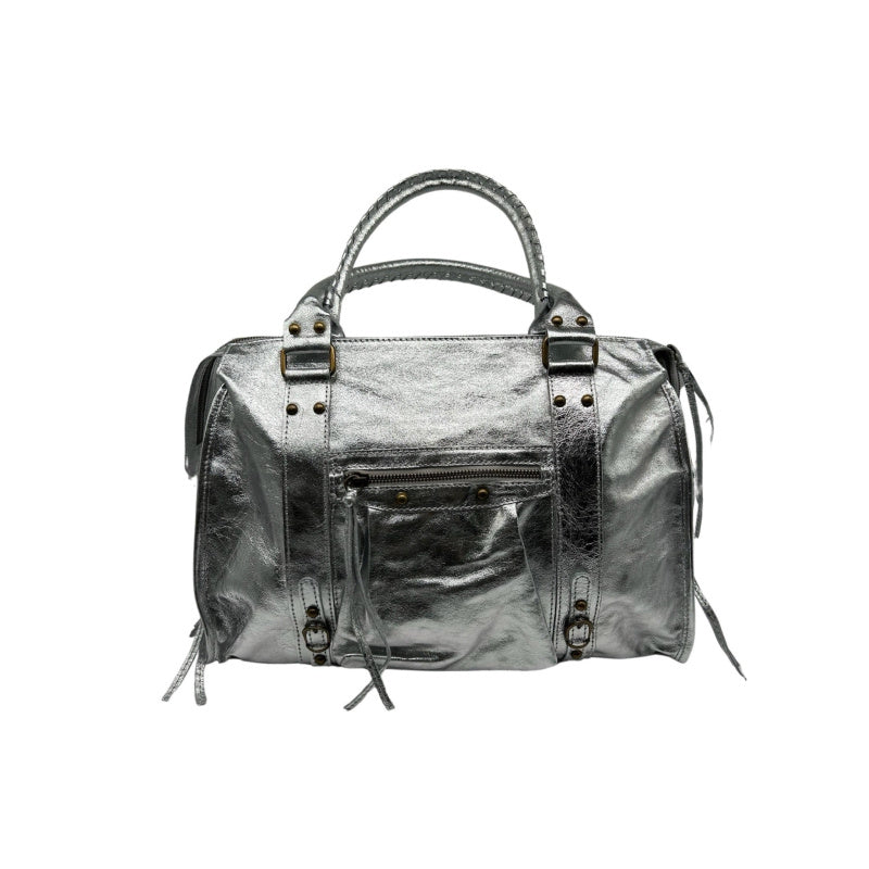 Iridescent leather city bag - Large