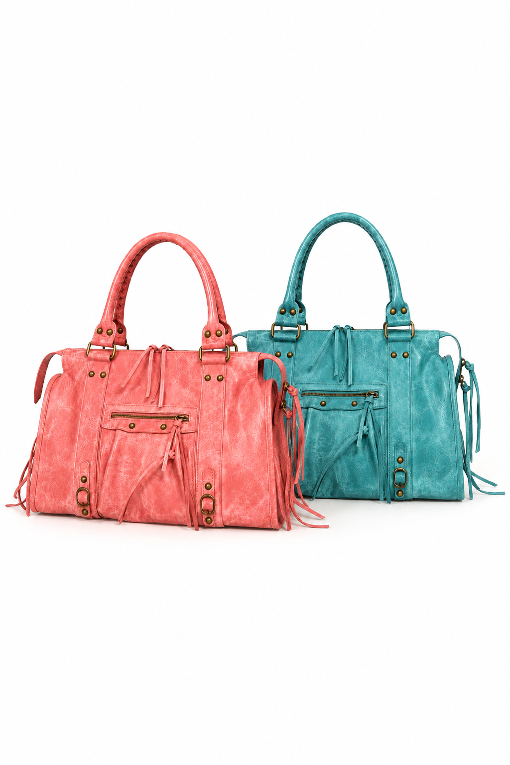 Pre-order 28/08: limited edition duo stadstassen glossy turquoise & koraal