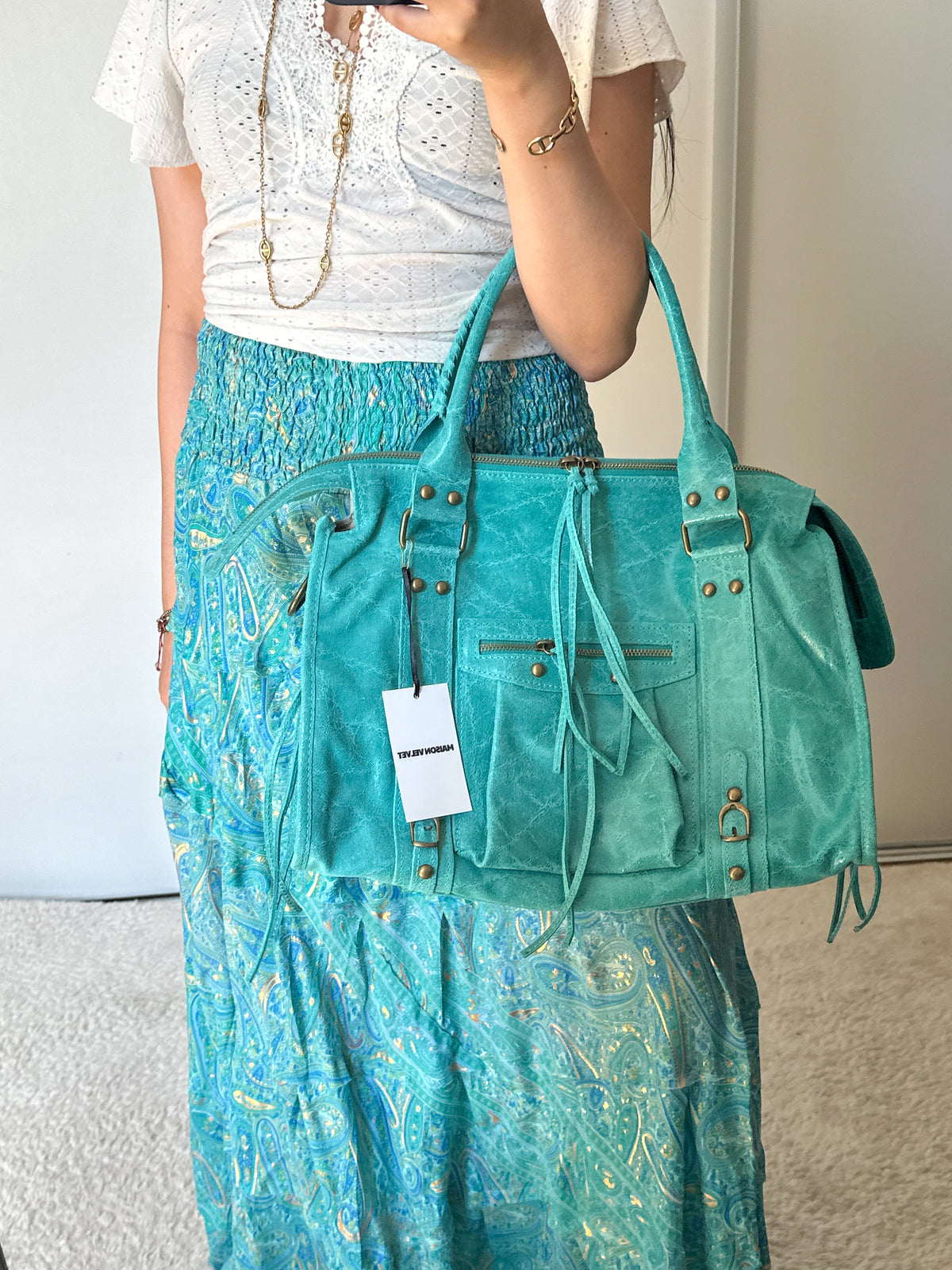 Édition limitée: Sac city L glossy - Turquoise