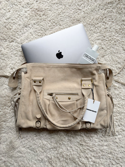 Sac City L - Taupe clair en daim