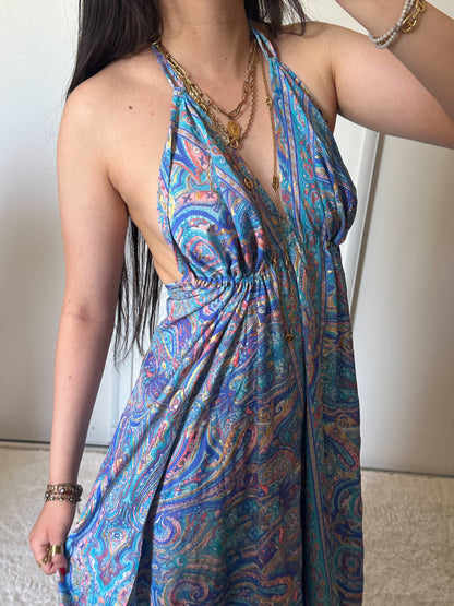 Robe bohème - bleu/ rose