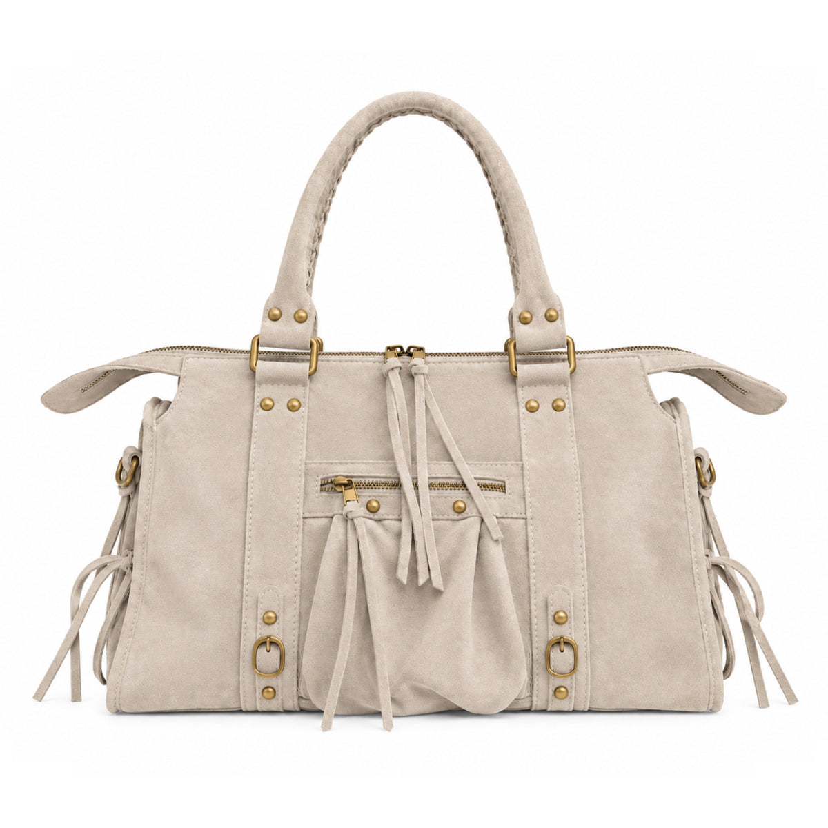 Sac City L - Taupe clair en daim