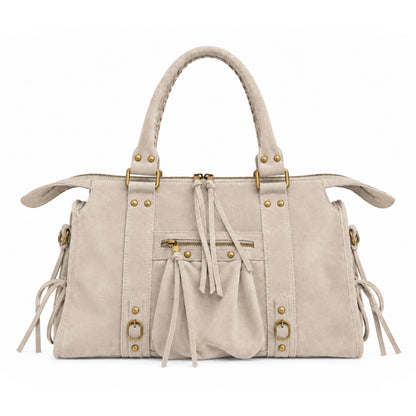 Sac City L - Taupe clair en daim