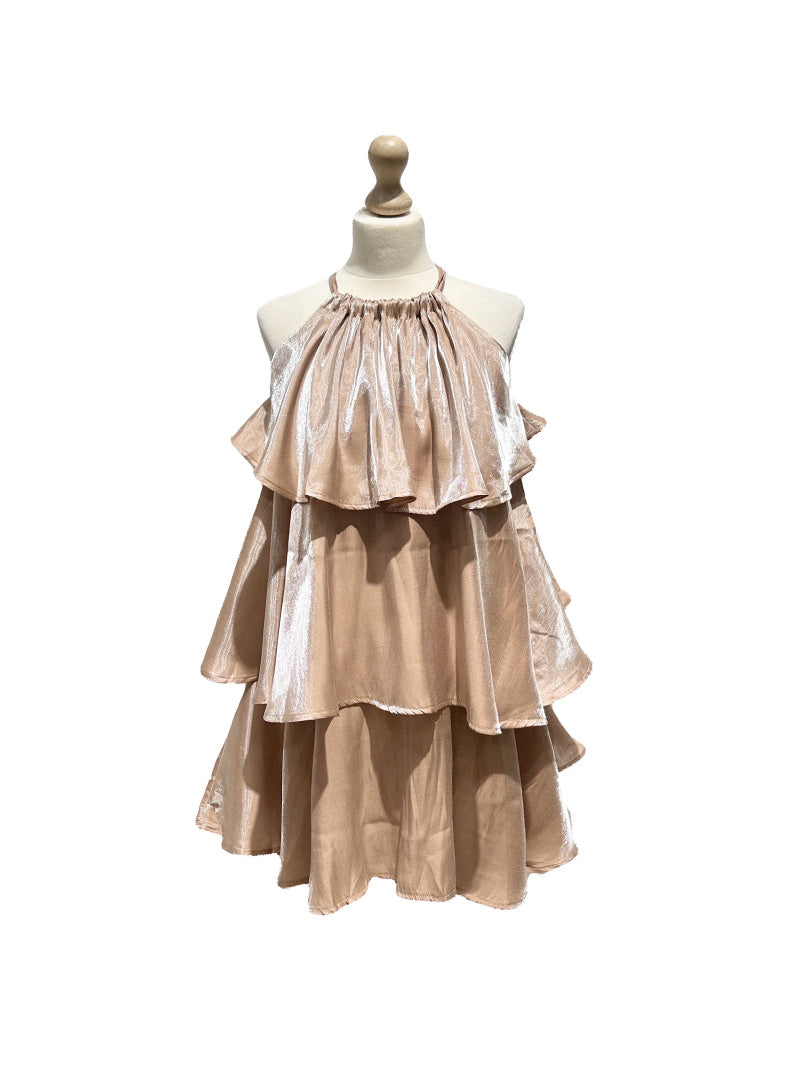 Mid-length iridescent ruffle dress