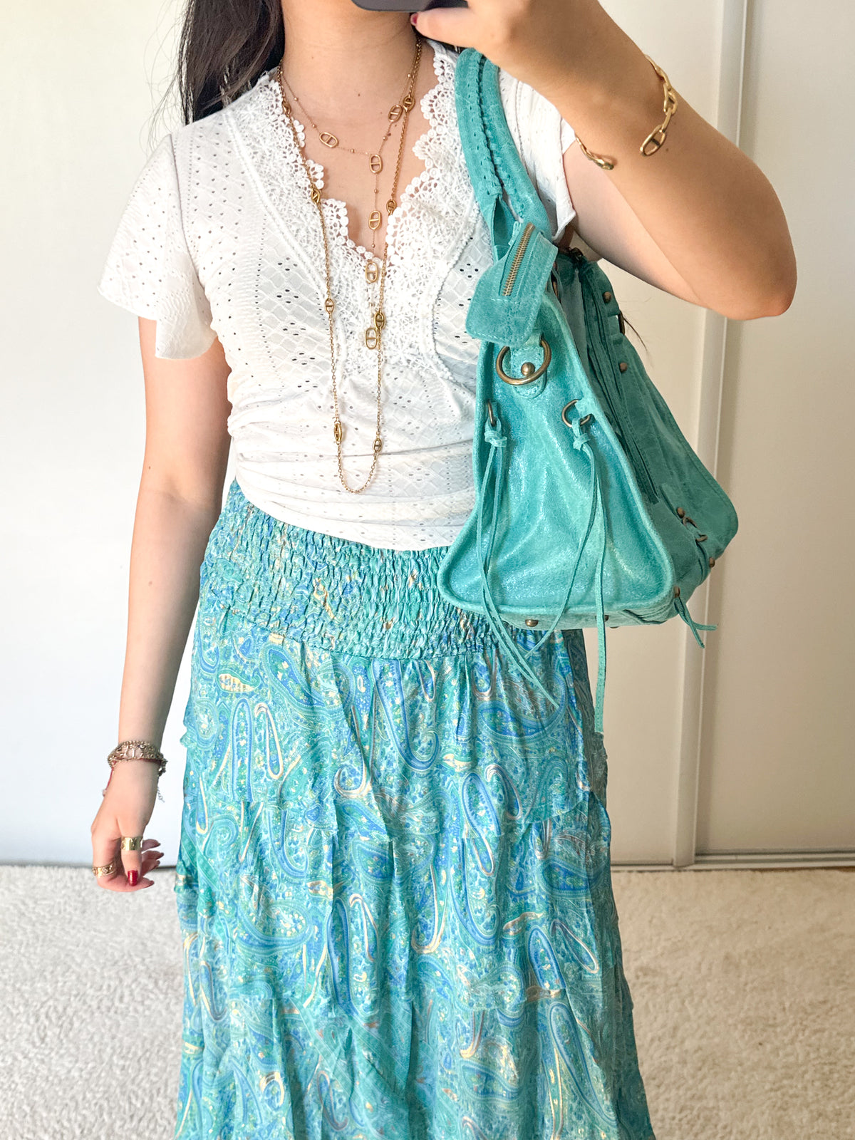 Édition limitée: Sac city L glossy - Turquoise