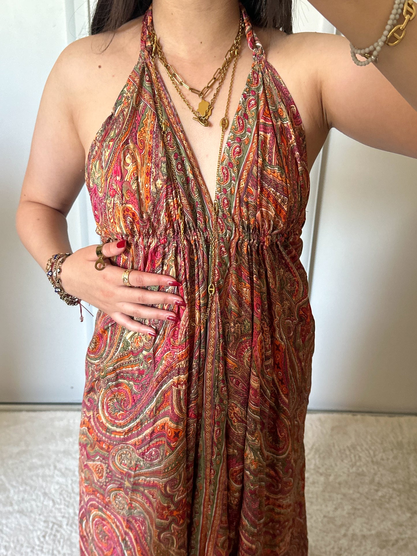 Bohemian dress - Orange/pink