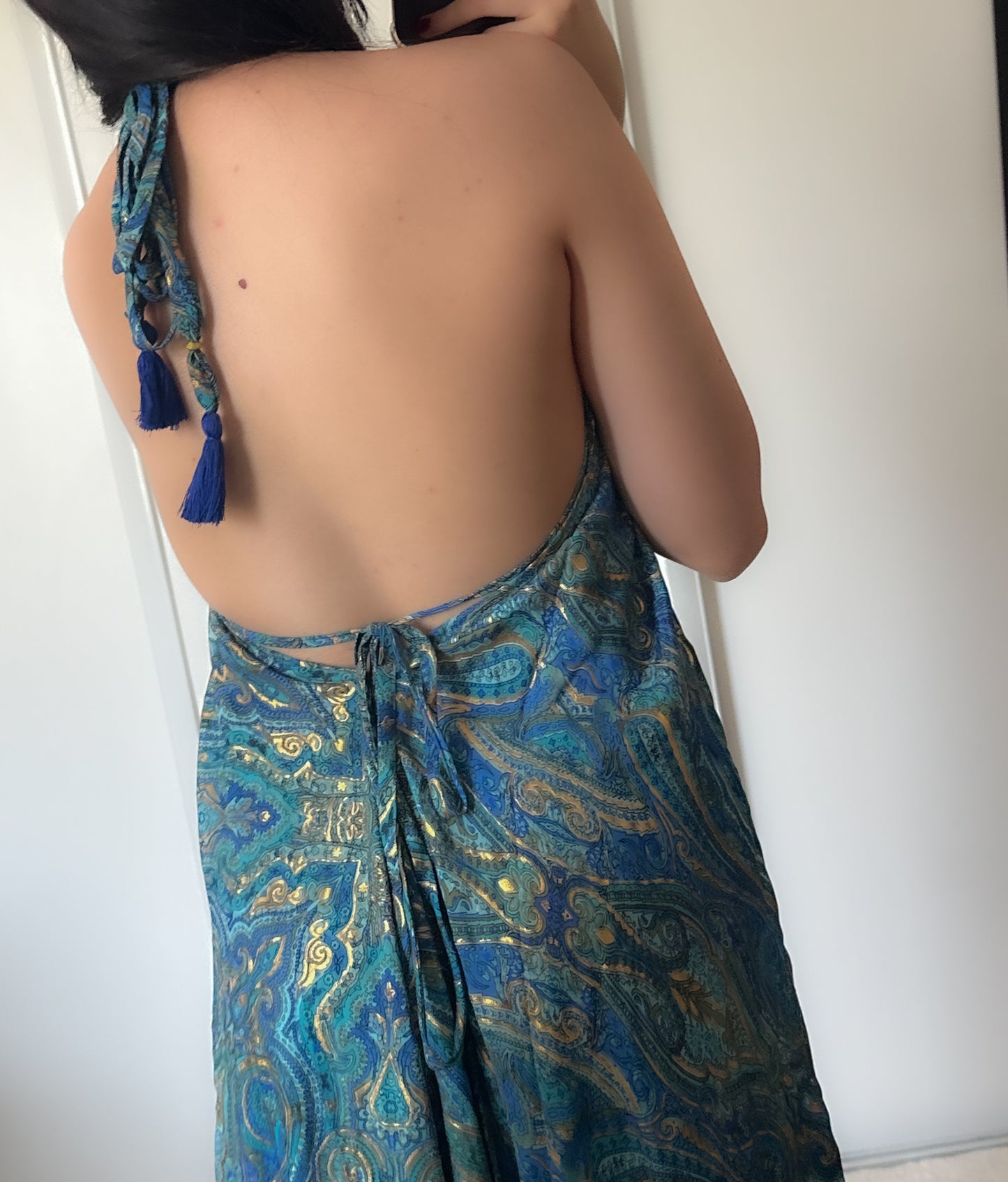 Bohemian dress - blue/gold