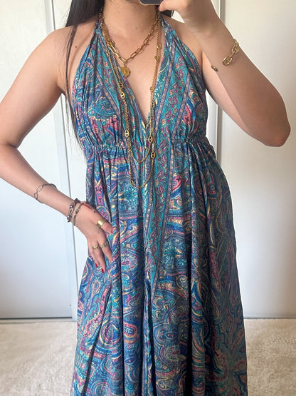 Robe bohème - bleu marine / rose