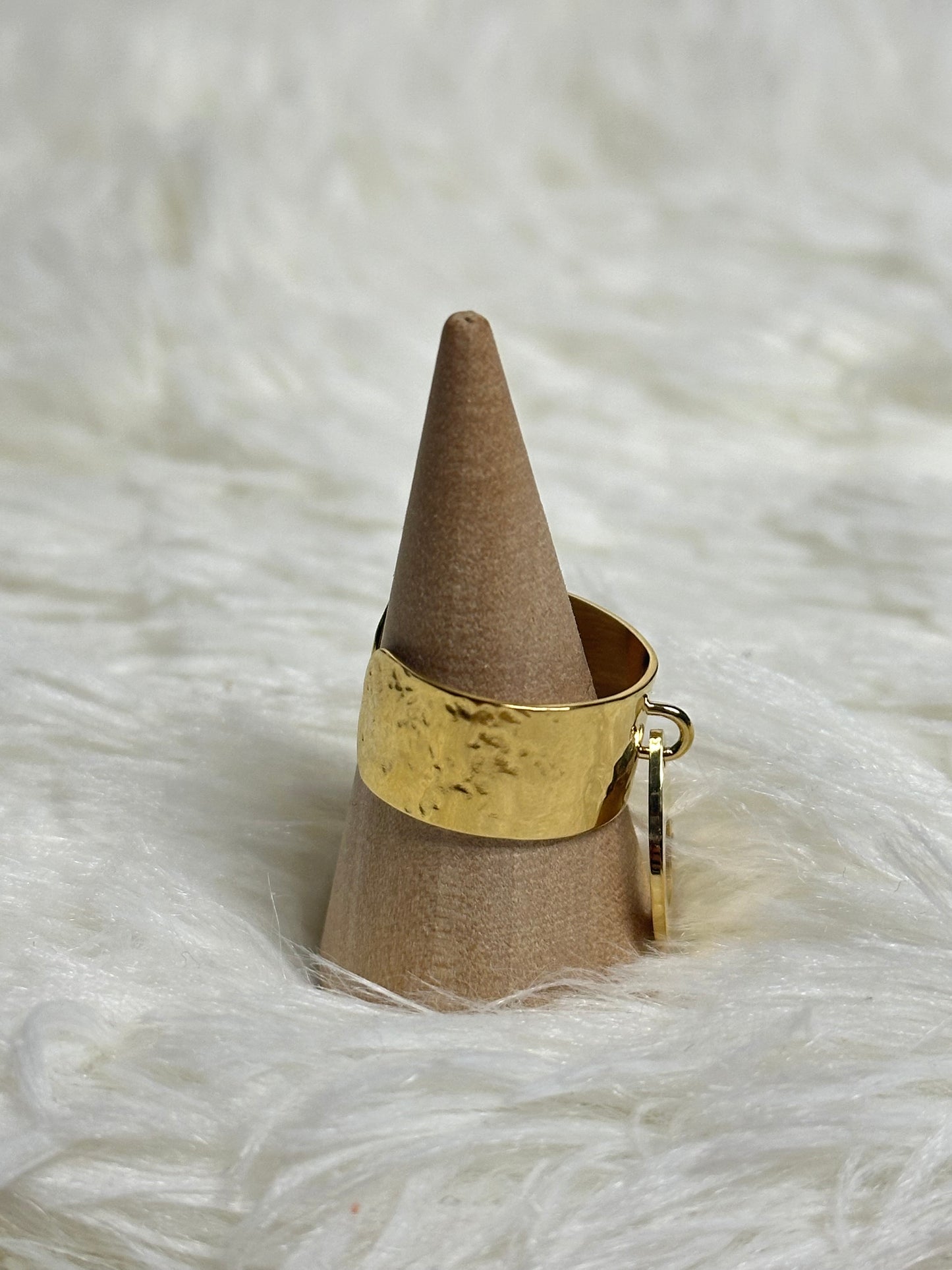 Gold Fitted Handcuff Charm Ring