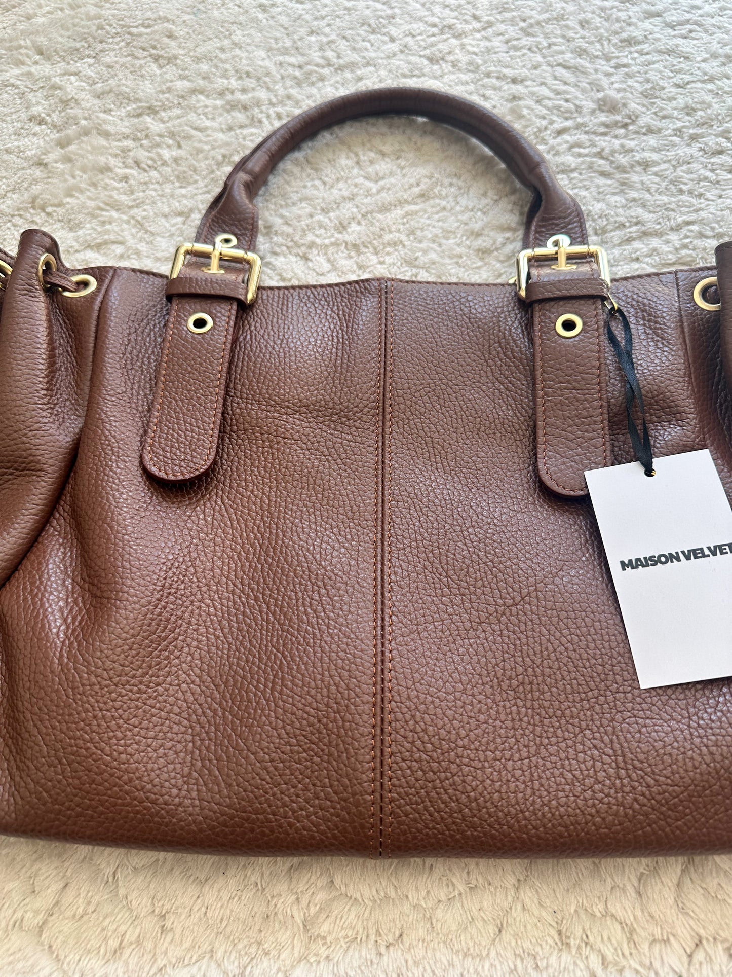 Stockholm Bag L - Grained brown leather