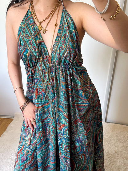 Robe Maia - Turquoise/ Orange