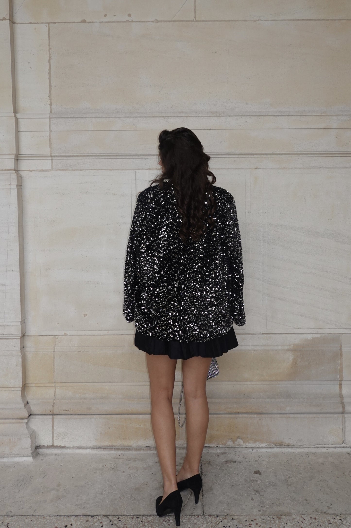 Veste blazer en velours à paillettes