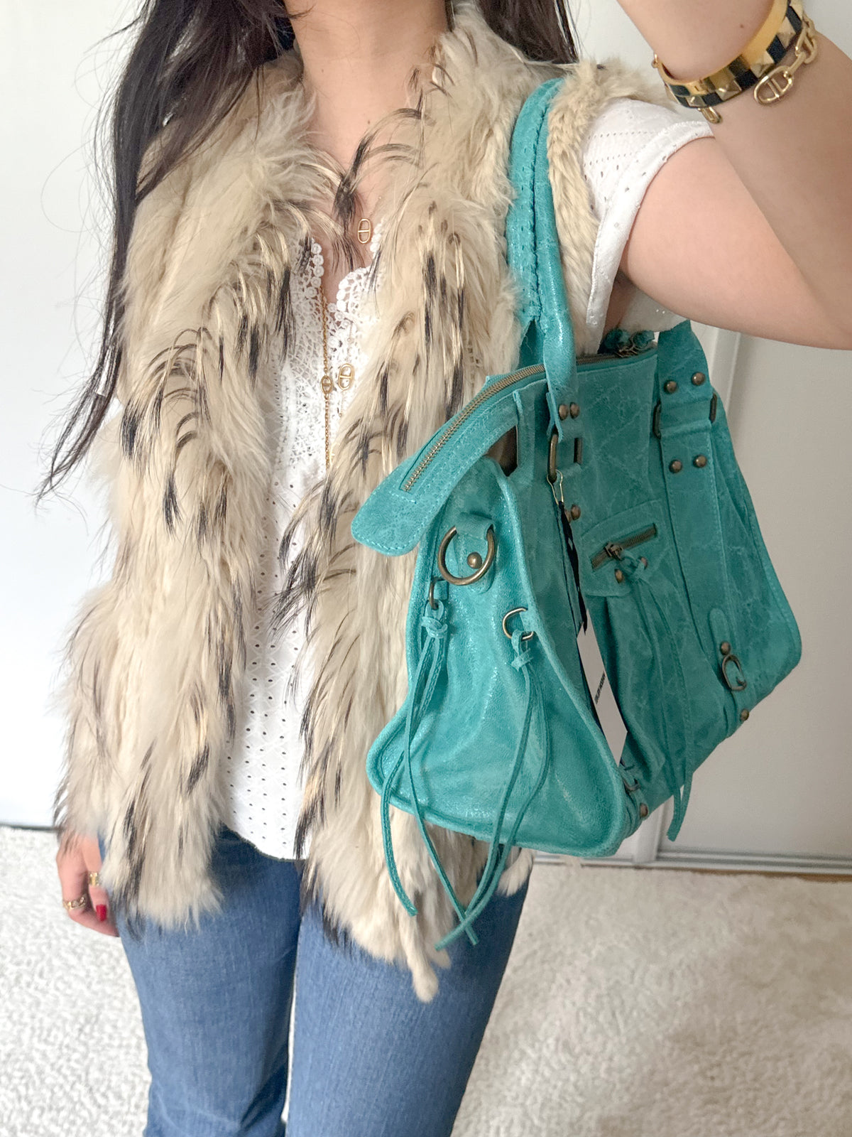 Édition limitée: Sac city L glossy - Turquoise