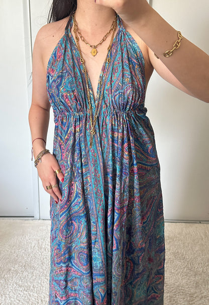 Bohemian dress - Navy/pink