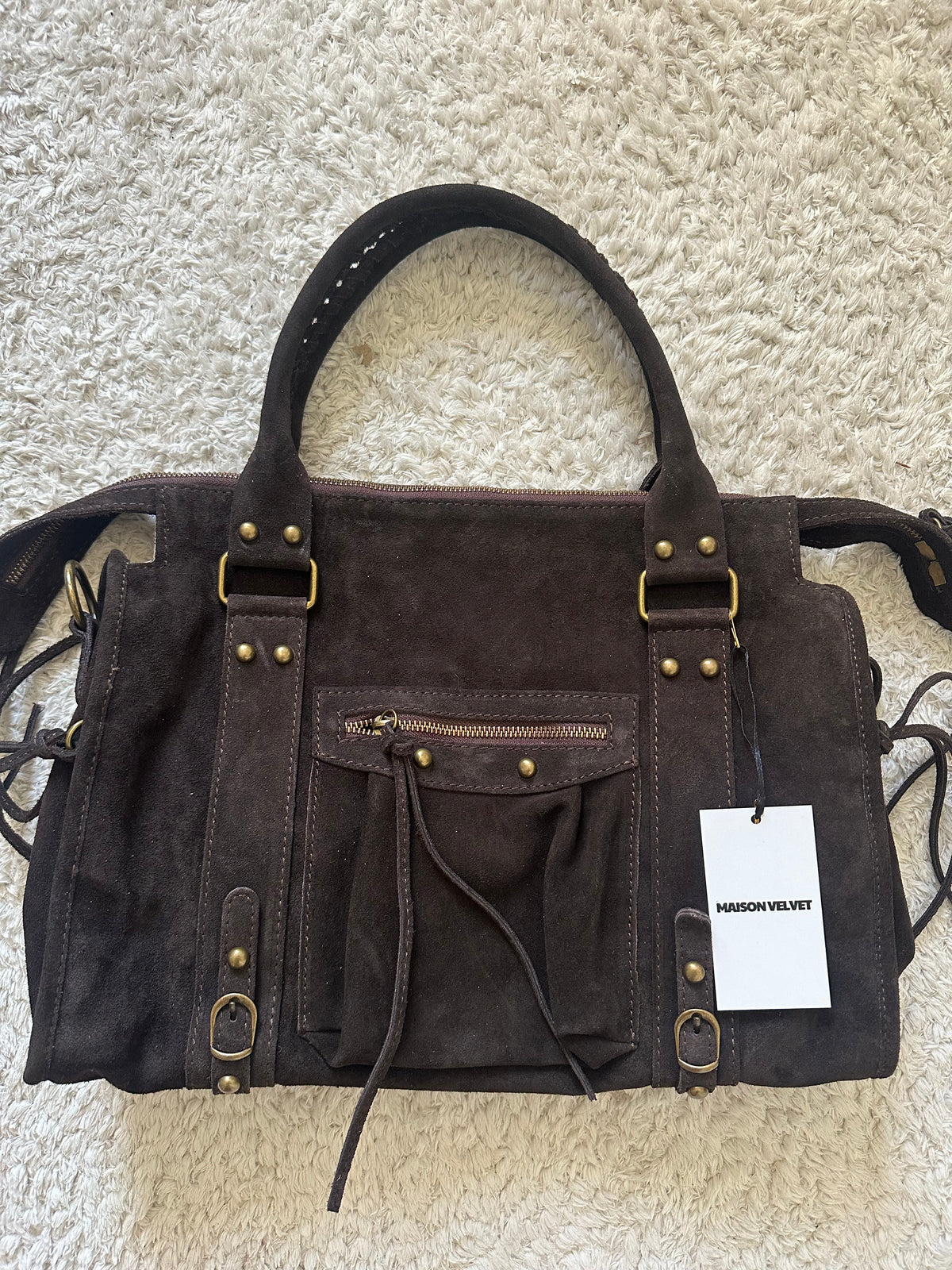 Sac City L - Marron chocolat en daim