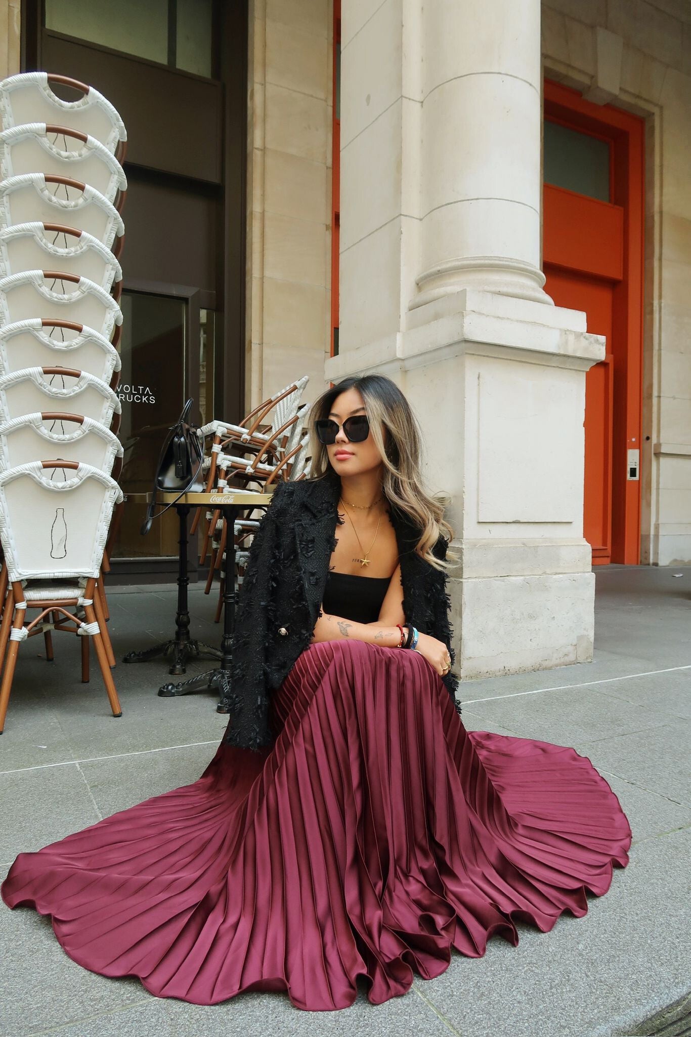 Long pleated skirt