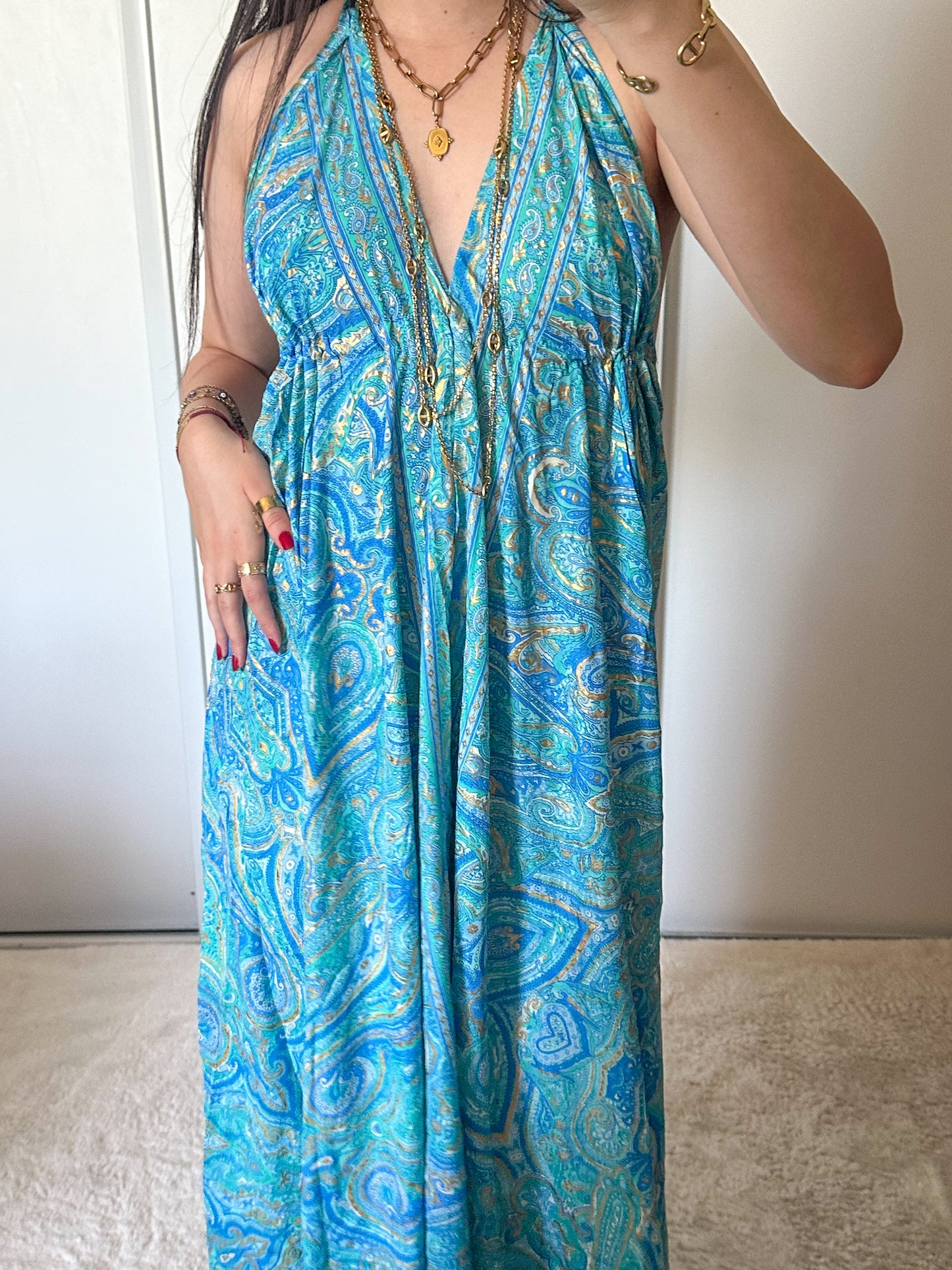 ￼Robe bohème - 2 nuances de bleu