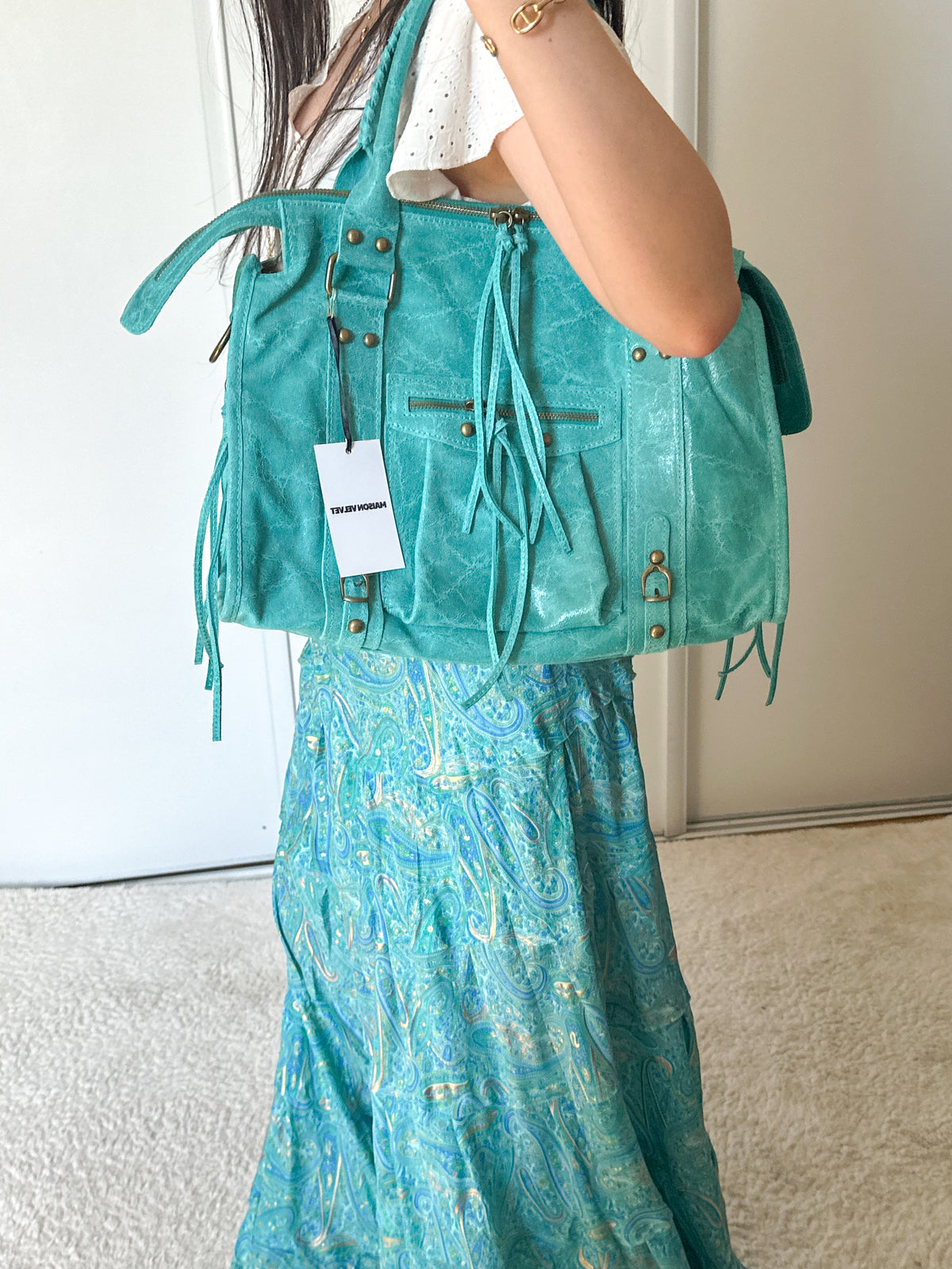 Édition limitée: Sac city L glossy - Turquoise