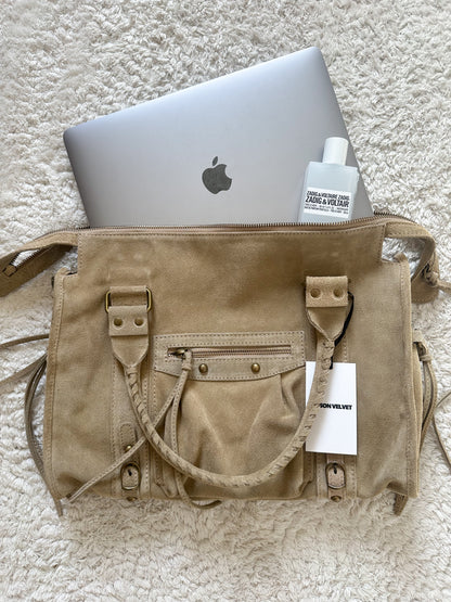 Sac city L - taupe clair en daim