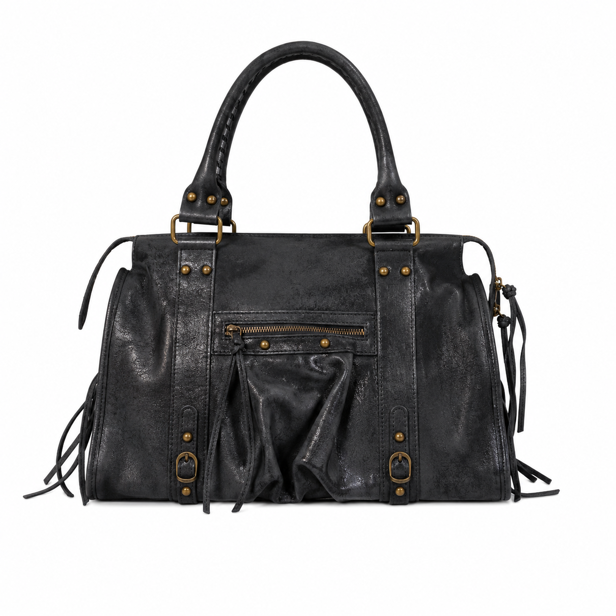 Brushed leather city bag - large