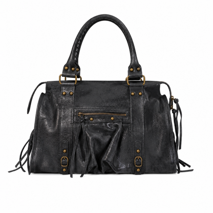 Brushed leather city bag - large