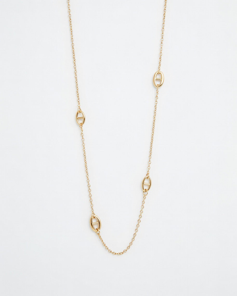 Long collier nez de cochon - Doré