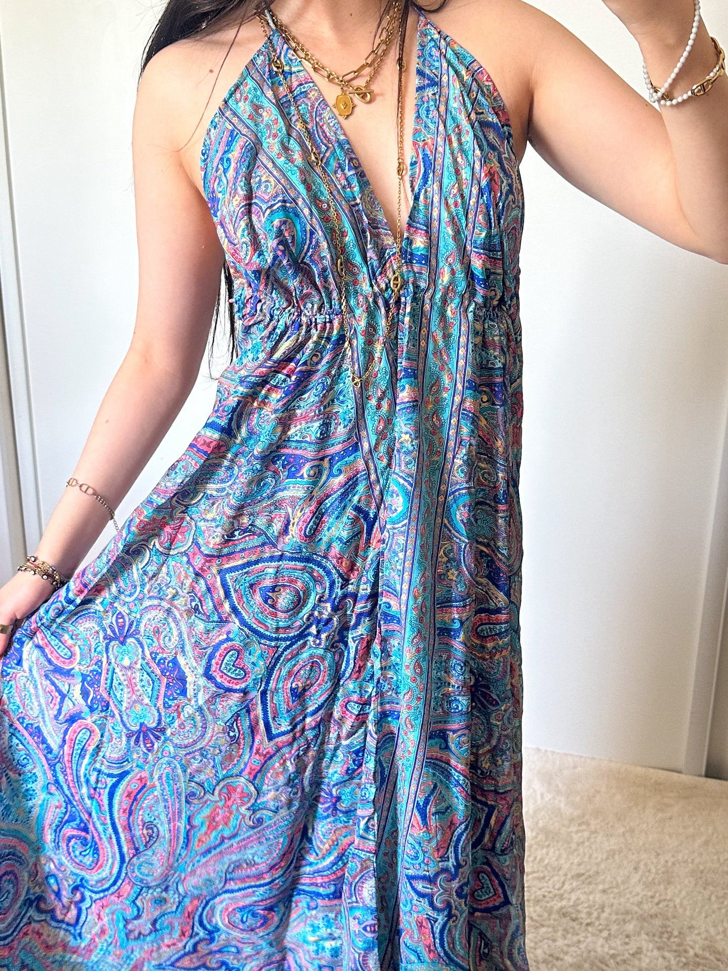 Robe Maia - Turquoise / Rose