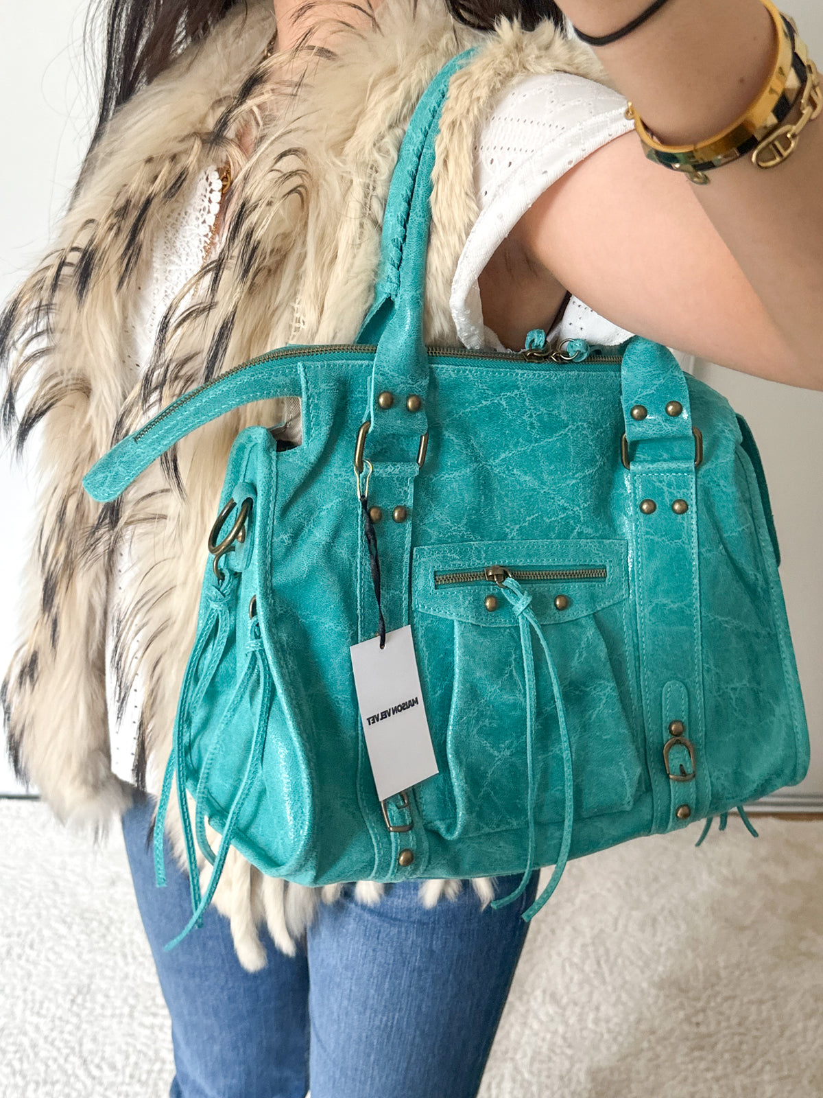 Édition limitée: Sac city L glossy - Turquoise