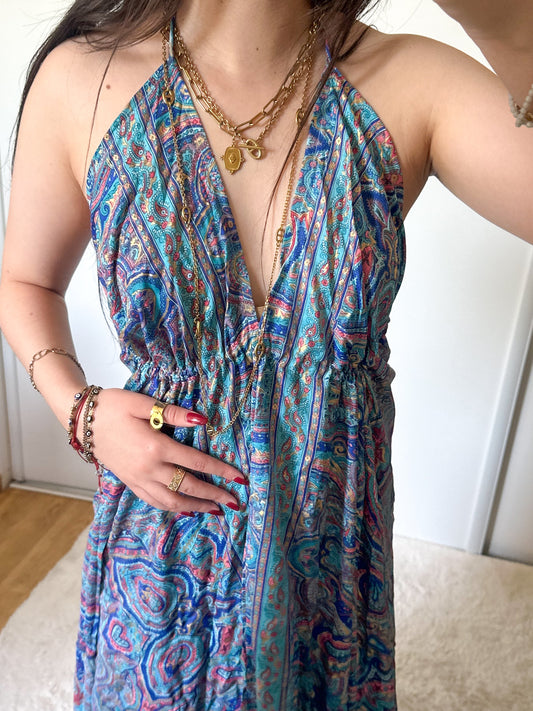 Robe Maia - Turquoise / Rose