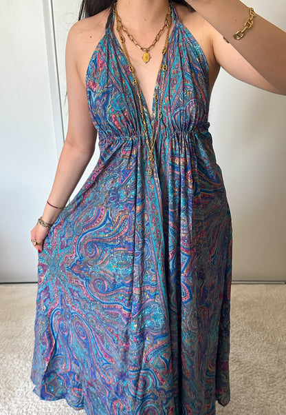 Bohemian dress - Navy/pink