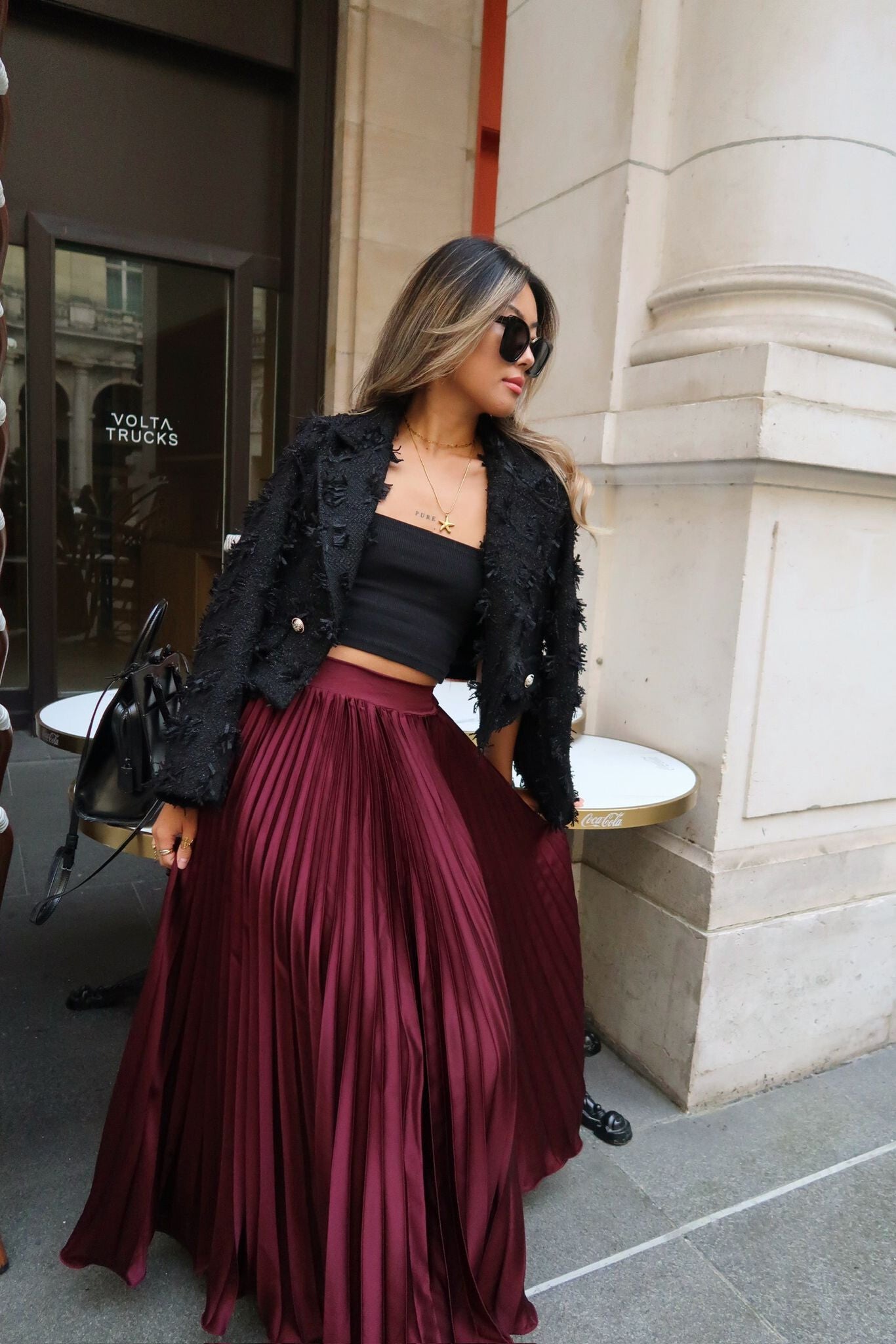 Long pleated skirt