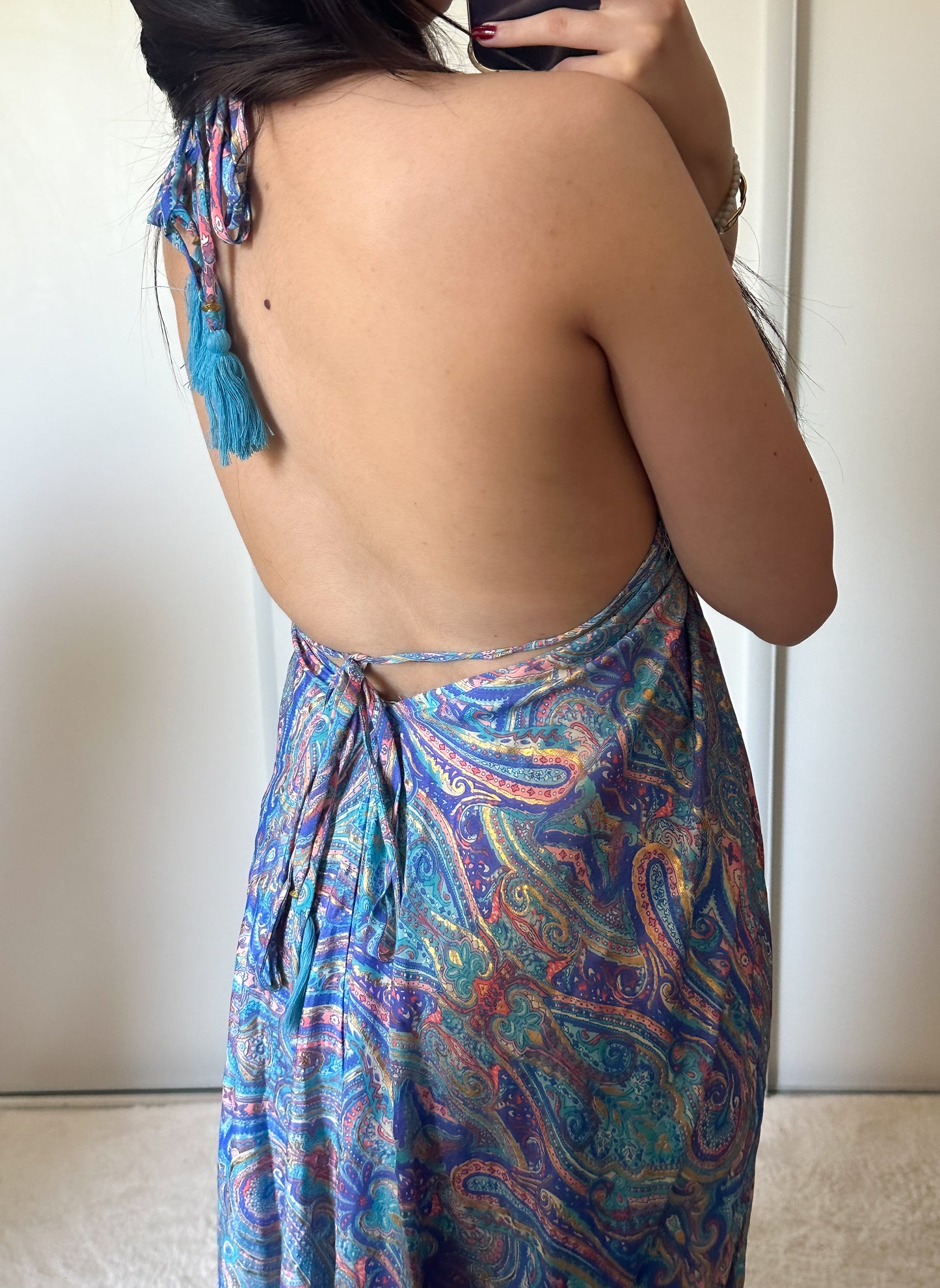 Robe bohème - bleu/ rose