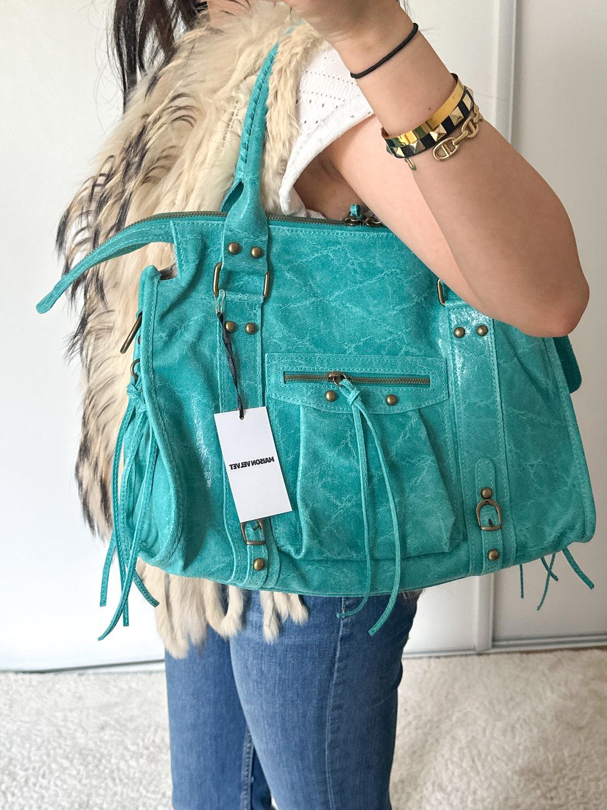 Édition limitée: Sac city L glossy - Turquoise