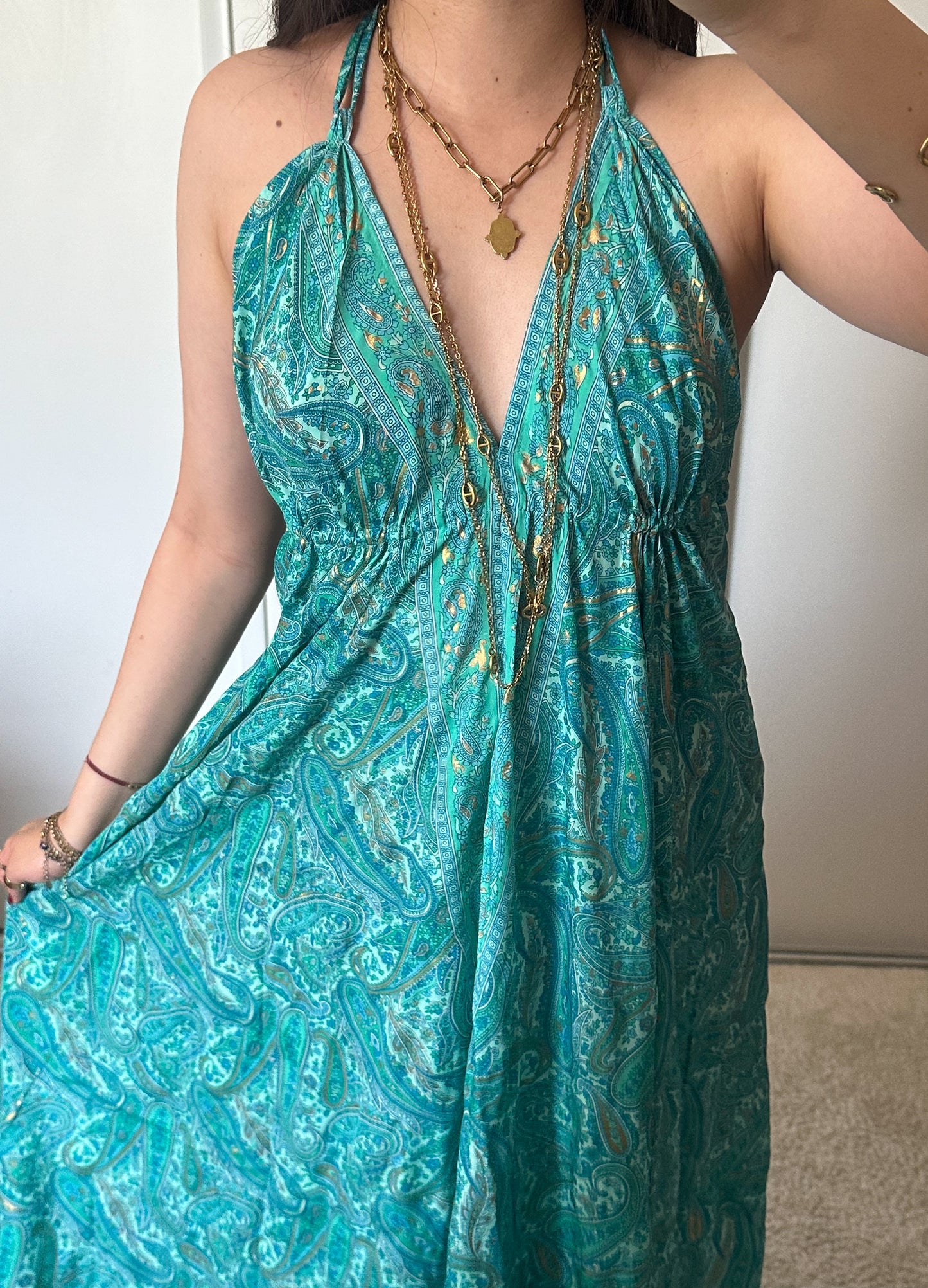 Boheemse jurk - turquoise