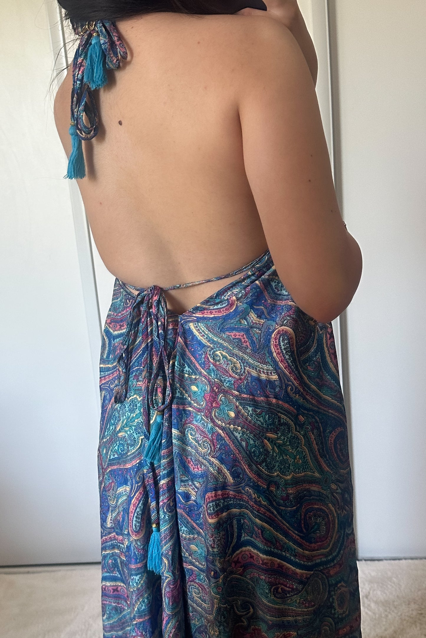 Robe bohème - bleu marine / rose