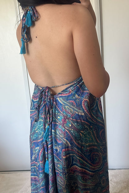 Robe bohème - bleu marine / rose