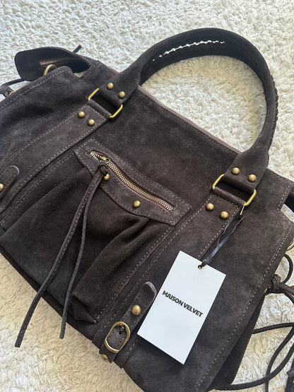 Sac City L - Marron chocolat en daim