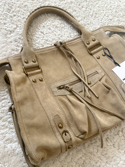 Sac city L - taupe clair en daim