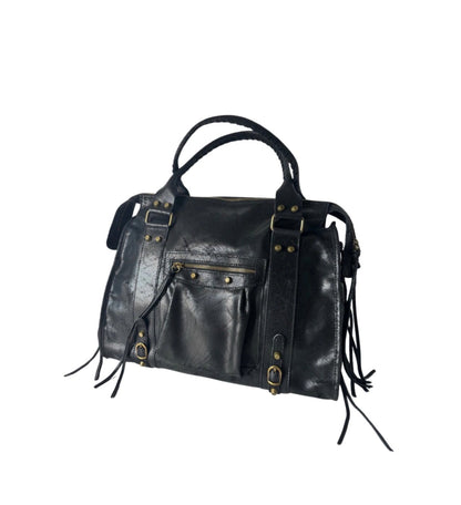 Brushed leather city bag - large