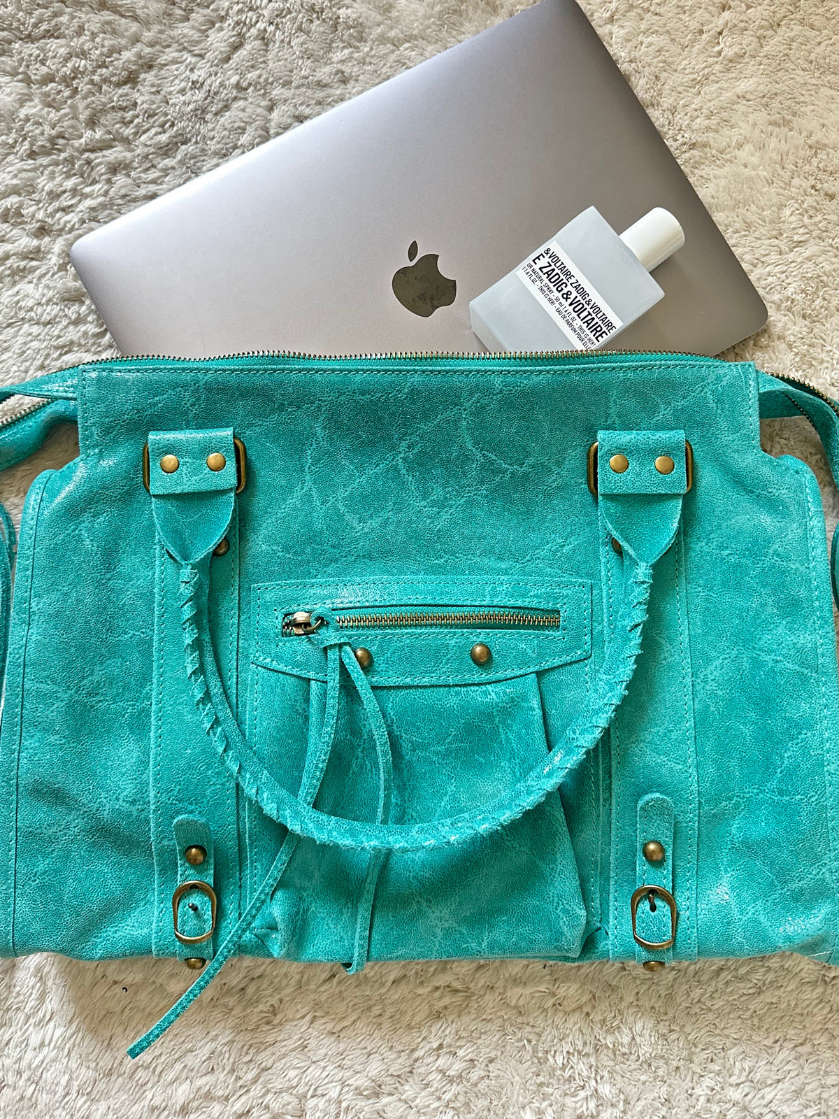 Édition limitée: Sac city L glossy - Turquoise